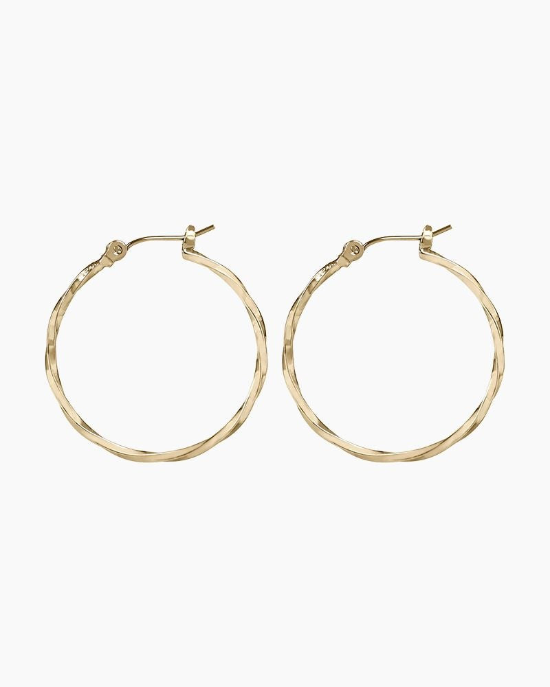 Medium Twisted Hoop Earrings in Gold