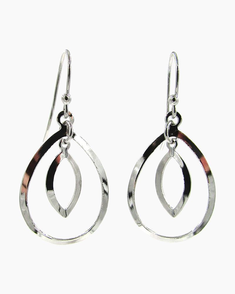 Double Teardrop Earrings in Silver