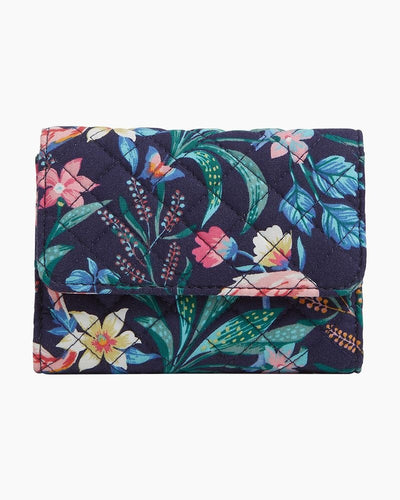 Flamingo Garden RFID Riley compact wallet with card slots and secure snap closure
