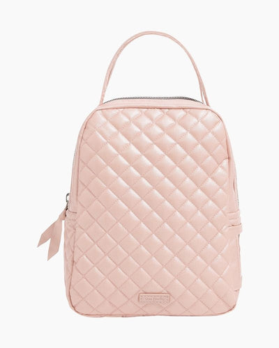 Rose Quartz quilted lunch bag with ID window and insulated lining