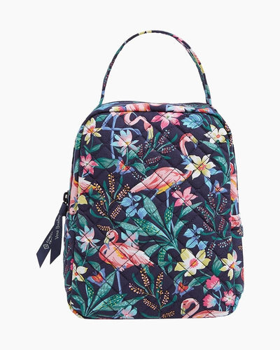 Vera Bradley Lunch Bunch Bag in Flamingo Garden with ID window and top handle