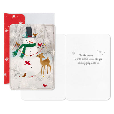 Snowman and Deer Boxed Holiday Cards, Pack of 16