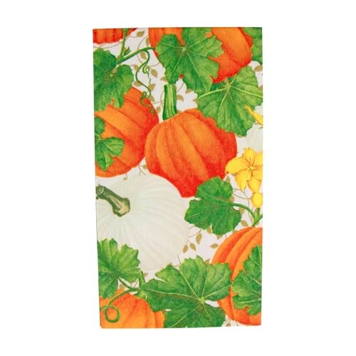Pumpkin Chintz White Guest Towel Napkins - 15 per Package