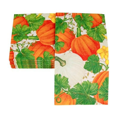 Pumpkin Chintz White Guest Towel Napkins - 15 per Package