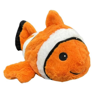 Microwavable Clown Fish Warmies plush toy in bright orange and white stripes, scented with French lavender.