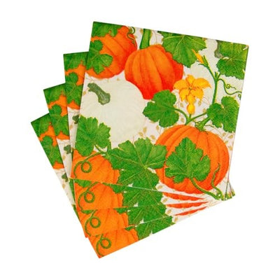 Pumpkin Chintz White Cocktail Napkins - 20 per Package