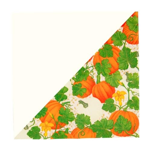 Pumpkin Chintz White Cocktail Napkins - 20 per Package