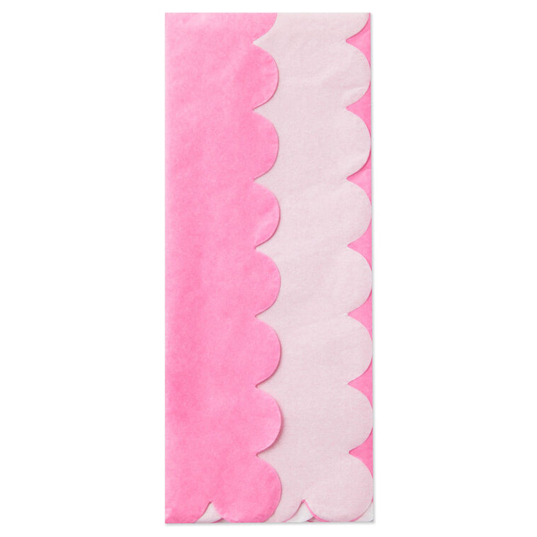 Scalloped Solid Pink and White 2-Pack Tissue Paper, 4 sheets