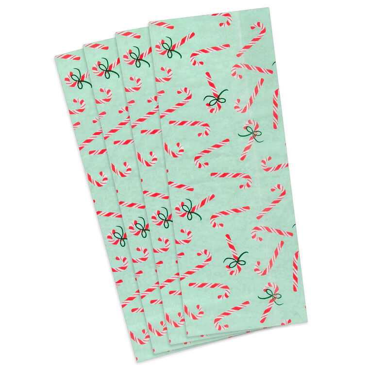 Peppermint-Scented Candy Canes on Green Christmas Tissue Paper, 4 sheets