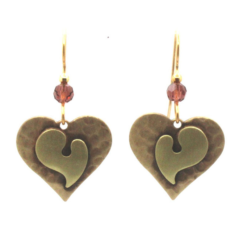 Contemporary Heart on Heart Dangle Earrings