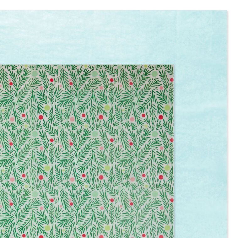 Light Blue/Boughs and Dots 2-Pack Holiday Tissue Paper, 6 sheets