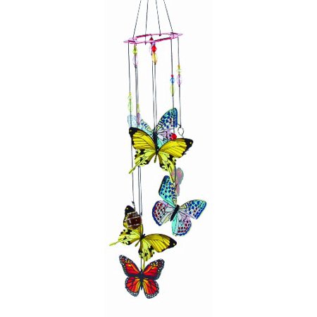 Spoontiques butterfly handpainted metal wind chime with colorful butterflies for outdoor garden decor.