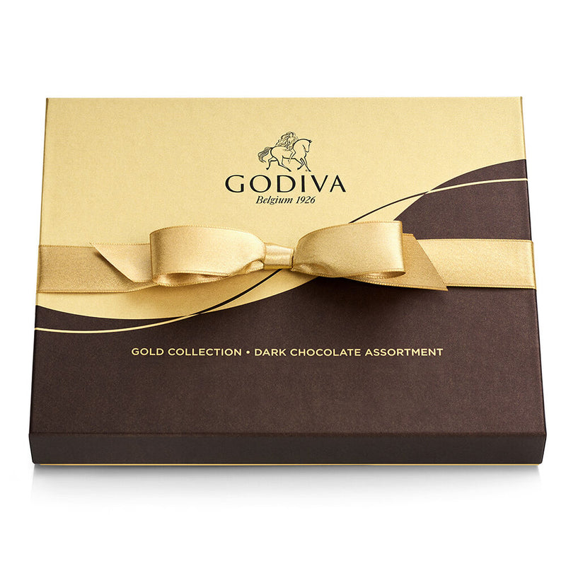 Dark Chocolate Gift Box, Gold Ribbon, 18 pc