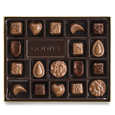 Nut and Caramel Gift Box, Gold Ribbon, 18 pc