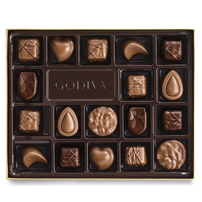 Nut and Caramel Gift Box, Gold Ribbon, 18 pc