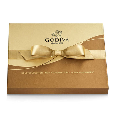 Nut and Caramel Gift Box, Gold Ribbon, 18 pc