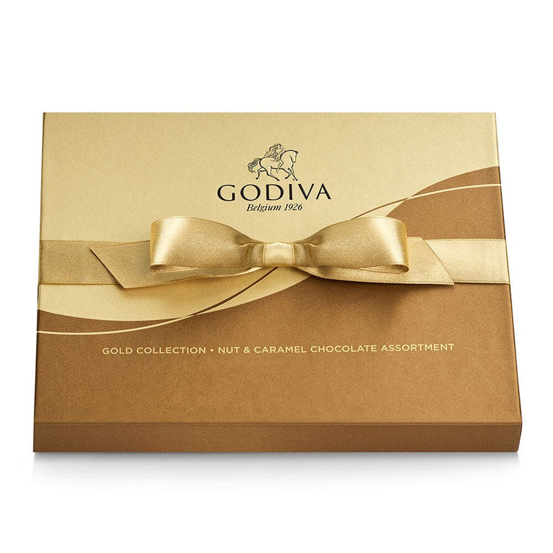 Nut and Caramel Gift Box, Gold Ribbon, 18 pc