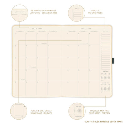 Typographic Pink 6 x 8 18-Month Vegan Leather Planner