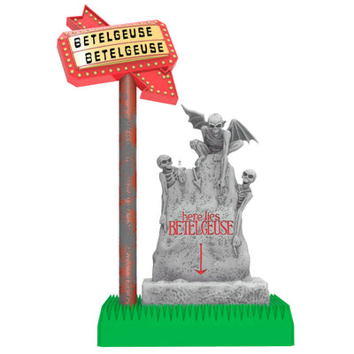 Beetlejuice ornament, grave headstone with marquee sign, Hallmark Keepsake, light-up feature, Christmas tree decoration, horror-comedy collectible.