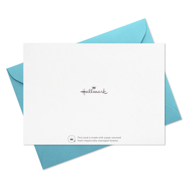 Pastel thank you cards with ombré pink to blue gradient and gold foil lettering, includes 10 blank cards and aqua-lined envelopes