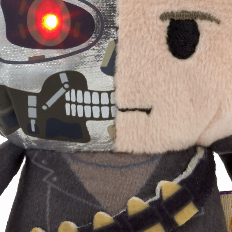 T-800 plush from Terminator 2 with sunglasses, leather jacket, and tough expression.

