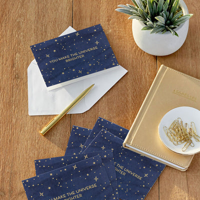 Starry Blue You Make the Universe Brighter Blank Thank You Notes, Pack of 10