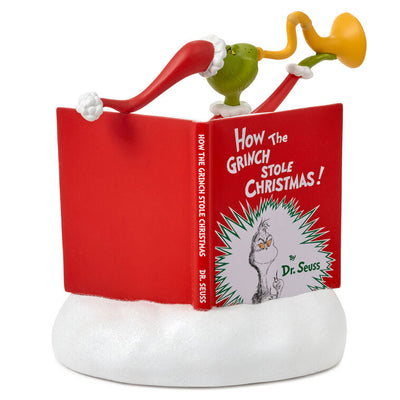Dr. Seuss's How the Grinch Stole Christmas! Grinch With Storybook Figurine With Sound, 6.25"