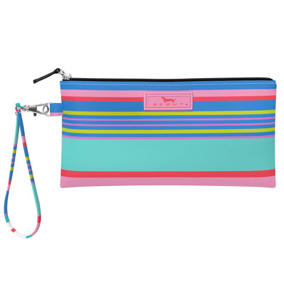 SCOUT Kate Wristlet in Summer Friyay pattern with zipper closure and detachable strap, sized for phone, keys, cards, and cash.