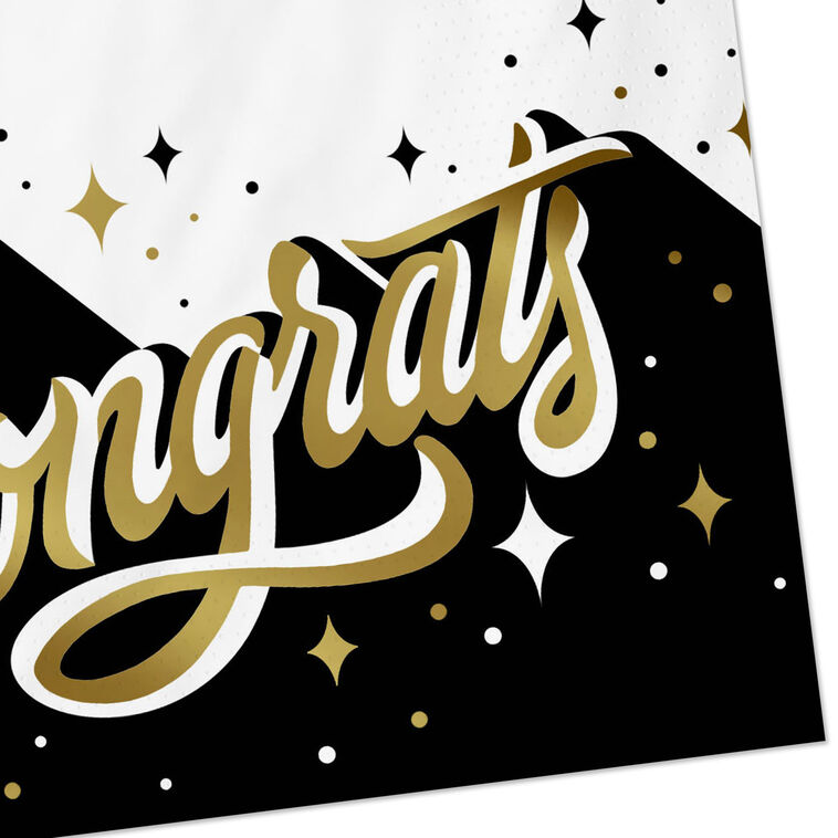 Congrats in Gold and Black Graduation Cocktail Napkins, Pack of 20
