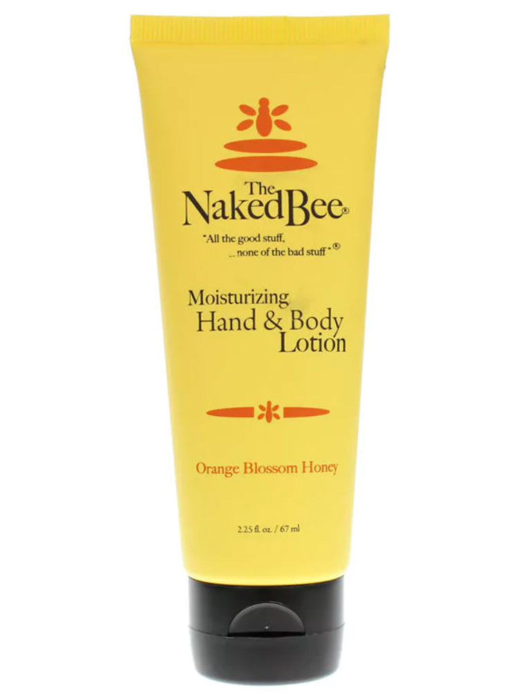 Naked Bee 2.25 oz Hand and Body Lotion in Orange Blossom Honey scent with natural moisturizing ingredients.
