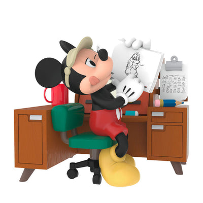 Hallmark Keepsake Disney Mickey Mouse From Sketch to Screen ornament, Mickey at animation desk with sketch, 2025 holiday collection.