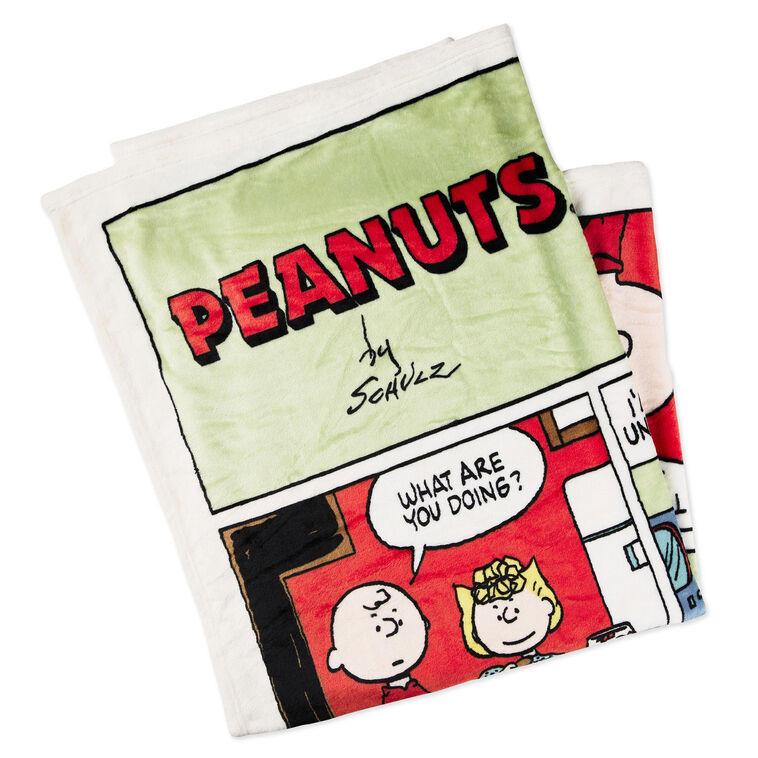 Peanuts Christmas Comic Strip Throw Blanket, 50x60