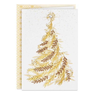Opulent Gold Tree Boxed Christmas Cards, Pack of 12