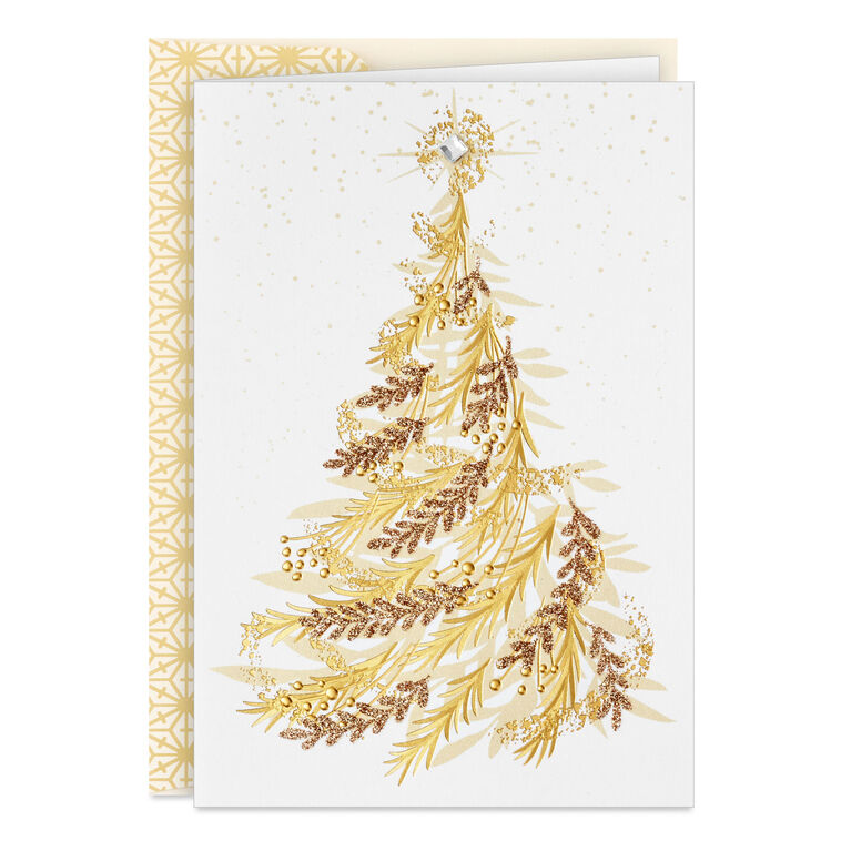 Opulent Gold Tree Boxed Christmas Cards, Pack of 12