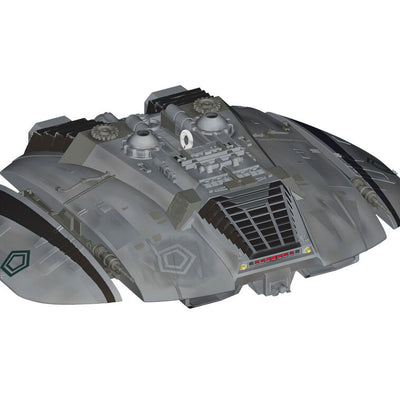 Cylon Raider ornament, detailed saucer-shaped spacecraft from Battlestar Galactica, Hallmark Keepsake Christmas decoration.