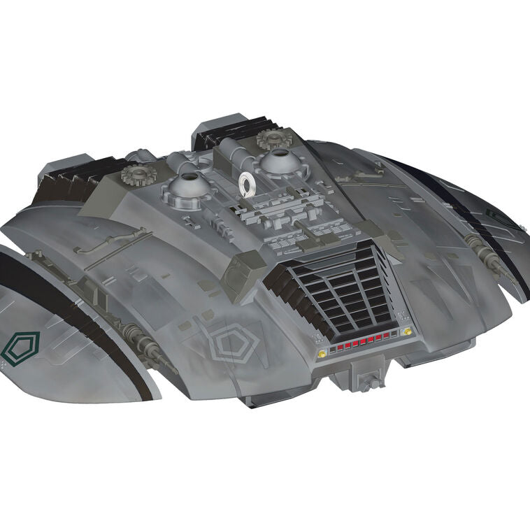 Cylon Raider ornament, detailed saucer-shaped spacecraft from Battlestar Galactica, Hallmark Keepsake Christmas decoration.