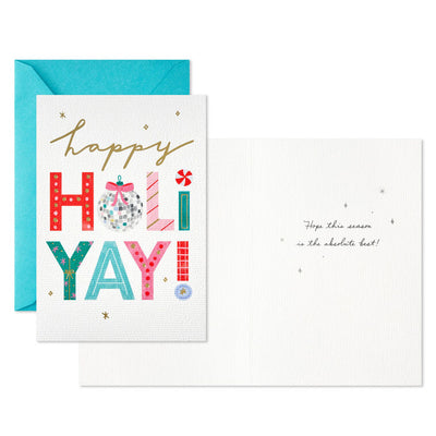 Whimsical Lettering Holi-Yay Boxed Christmas Cards, Pack of 16