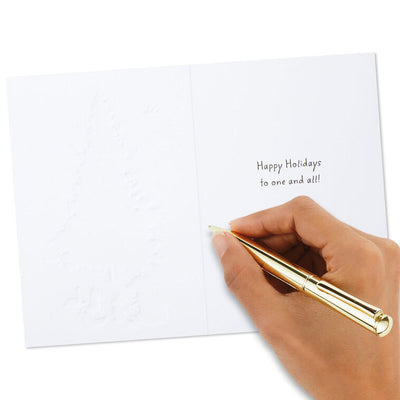 Woodland Critters Around a Snowy Tree Packaged Christmas Cards, Set of 5