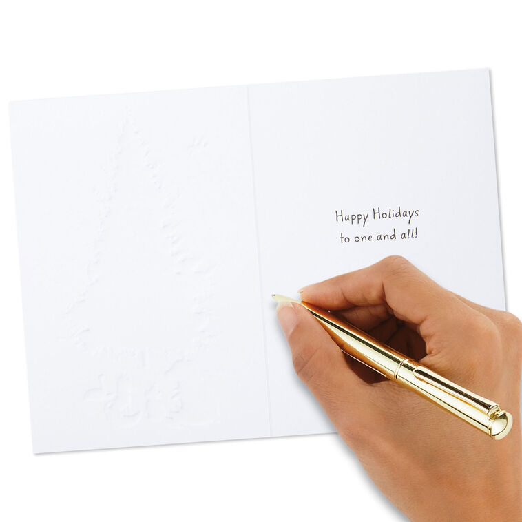 Woodland Critters Around a Snowy Tree Packaged Christmas Cards, Set of 5