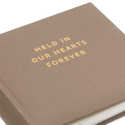 Held in Our Hearts Forever Taupe Linen Photo Album