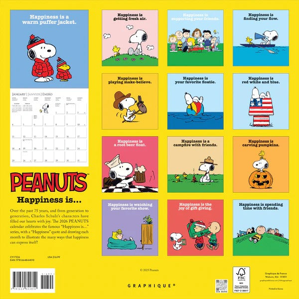 Peanuts®: Happiness Is 12 x 12 Wall Calendar