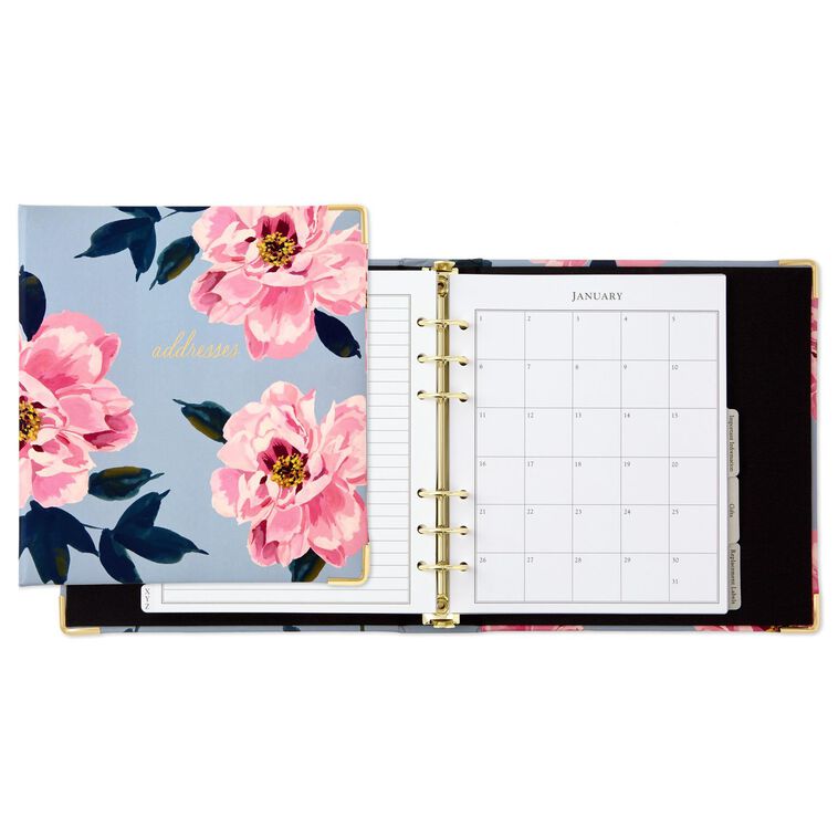 Pink Peonies on Gray Address Book