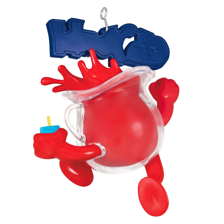 Hallmark Kool-Aid Man ornament with "Oh Yeah!" text, red cherry drink pitcher design and ice cubes.