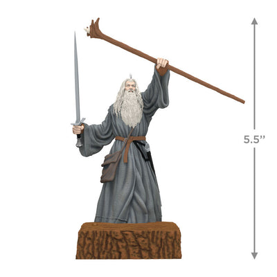 Gandalf the Grey ornament, Lord of the Rings, staff raised on Bridge of Khazad-dûm, Hallmark Keepsake, sound, Christmas decoration