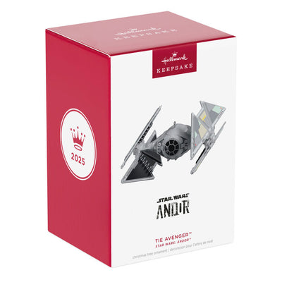 Mini TIE Avenger ornament, gray Galactic Empire starfighter from Star Wars Andor, Hallmark Keepsake collectible Christmas ship
