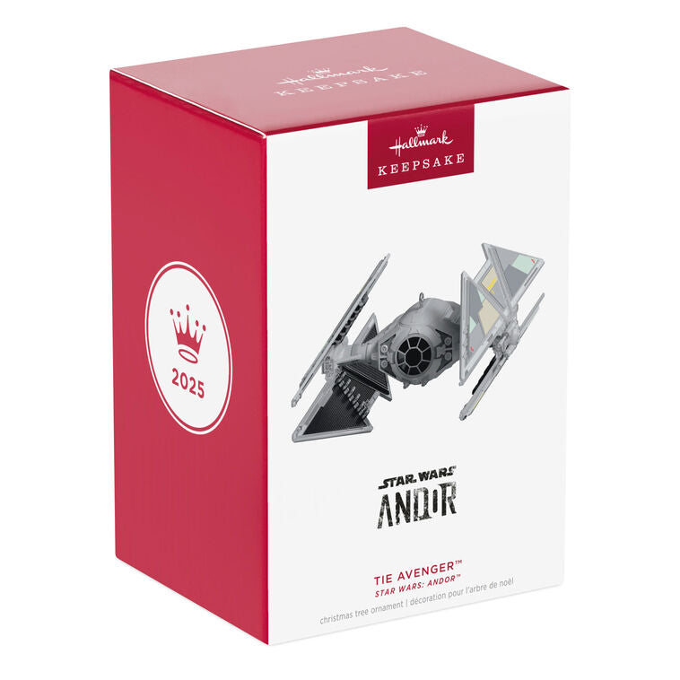 Mini TIE Avenger ornament, gray Galactic Empire starfighter from Star Wars Andor, Hallmark Keepsake collectible Christmas ship
