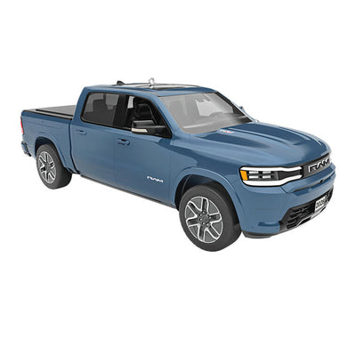 Blue Hallmark Keepsake metal ornament of 2026 Ram 1500 REV truck with detailed design, perfect for Christmas tree decorating.

