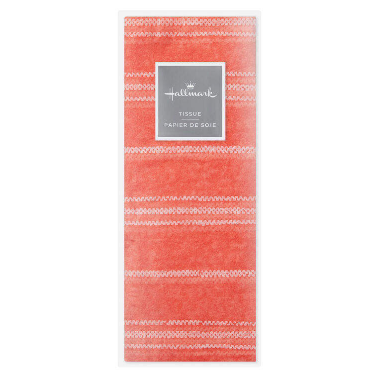 White Stripes on Coral Tissue Paper, 6 sheets