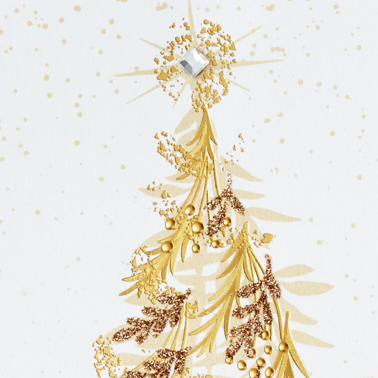 Opulent Gold Tree Boxed Christmas Cards, Pack of 12