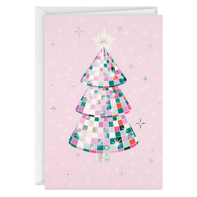 Sparkling Tree on Pink Boxed Christmas Cards, Pack of 16